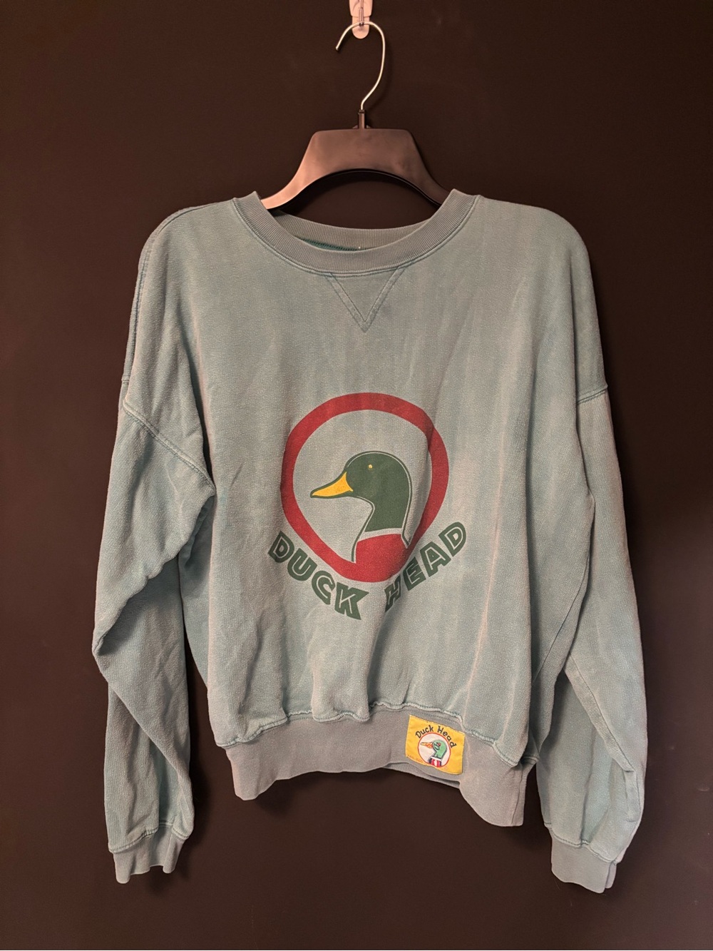 Duck Head Teal Crewneck Sweatshirt with Duck Logo